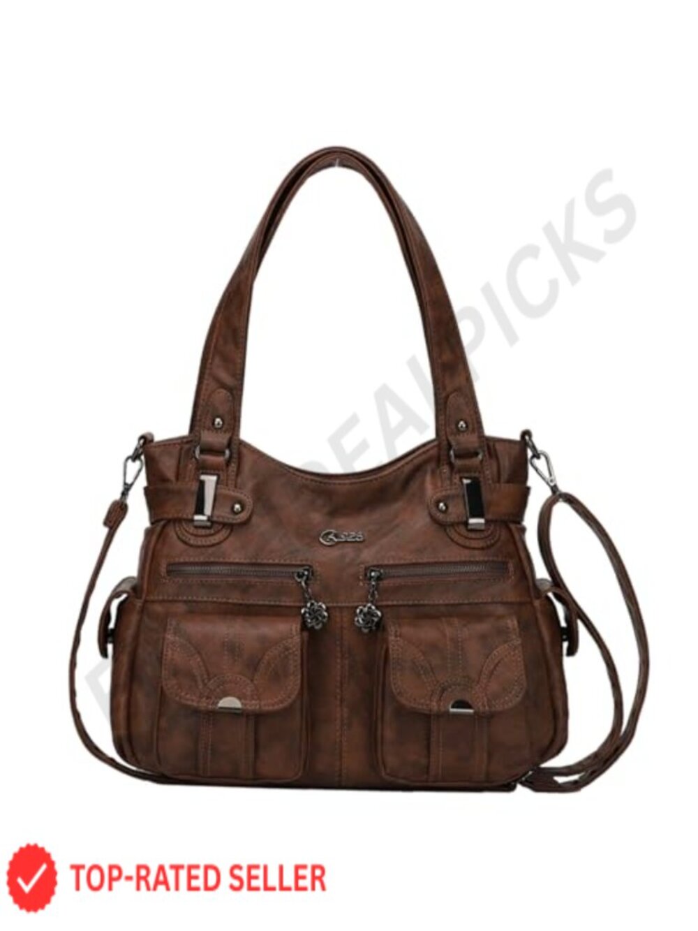 Women's Large Hobo Tote PU Leather Multi-Pocket Shoulder Bag